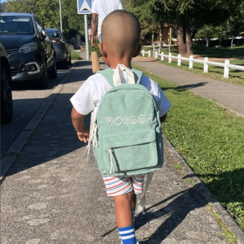 Sac à Dos Enfant Personnalisé Velours Côtelé - Sac D'École Léger Et Tendance Avec Prénom, Idéal Crèche Maternelle Et Voyage (Noir, Bleu, Rose...)