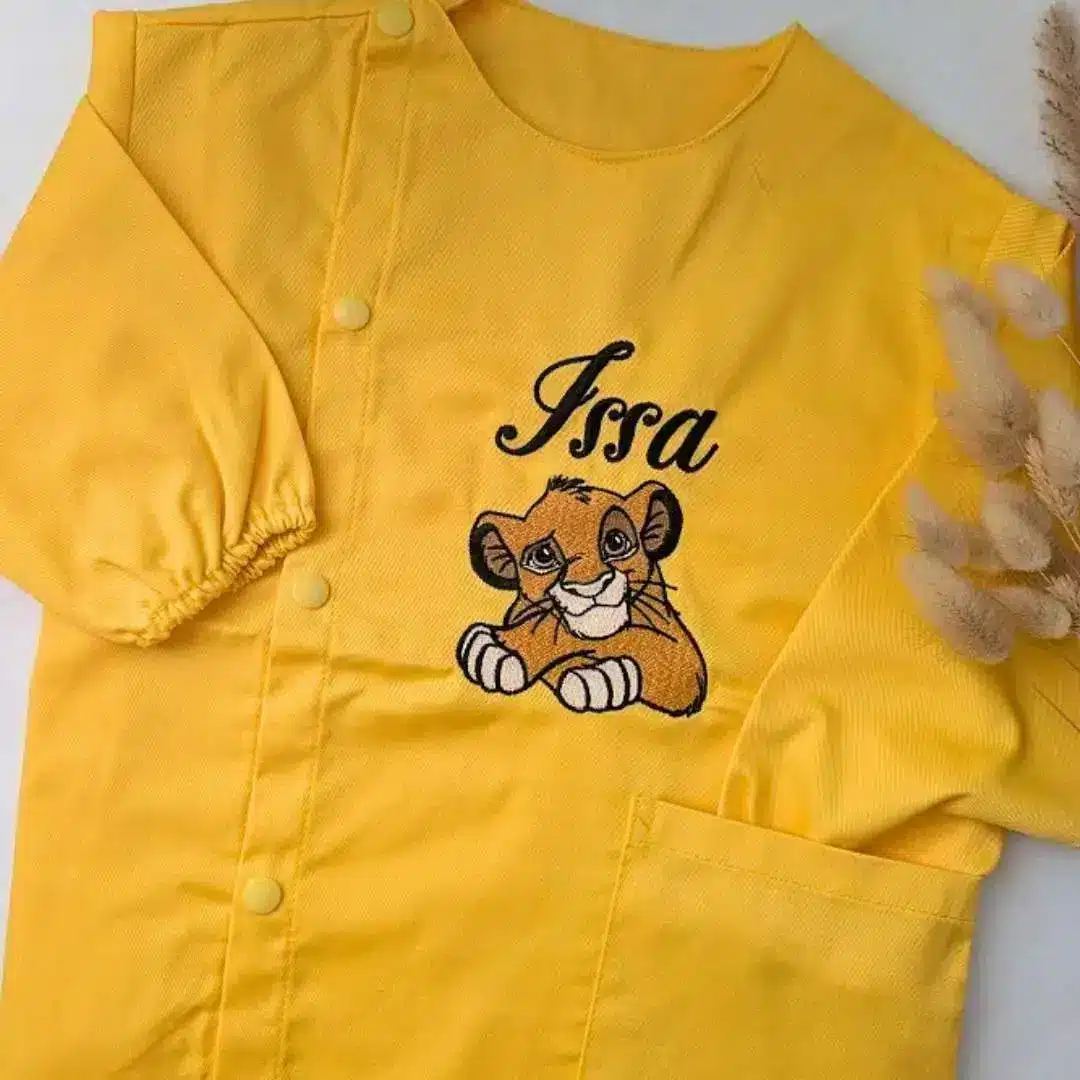 Tablier école/Blouse maternelle en tissus JAUNE