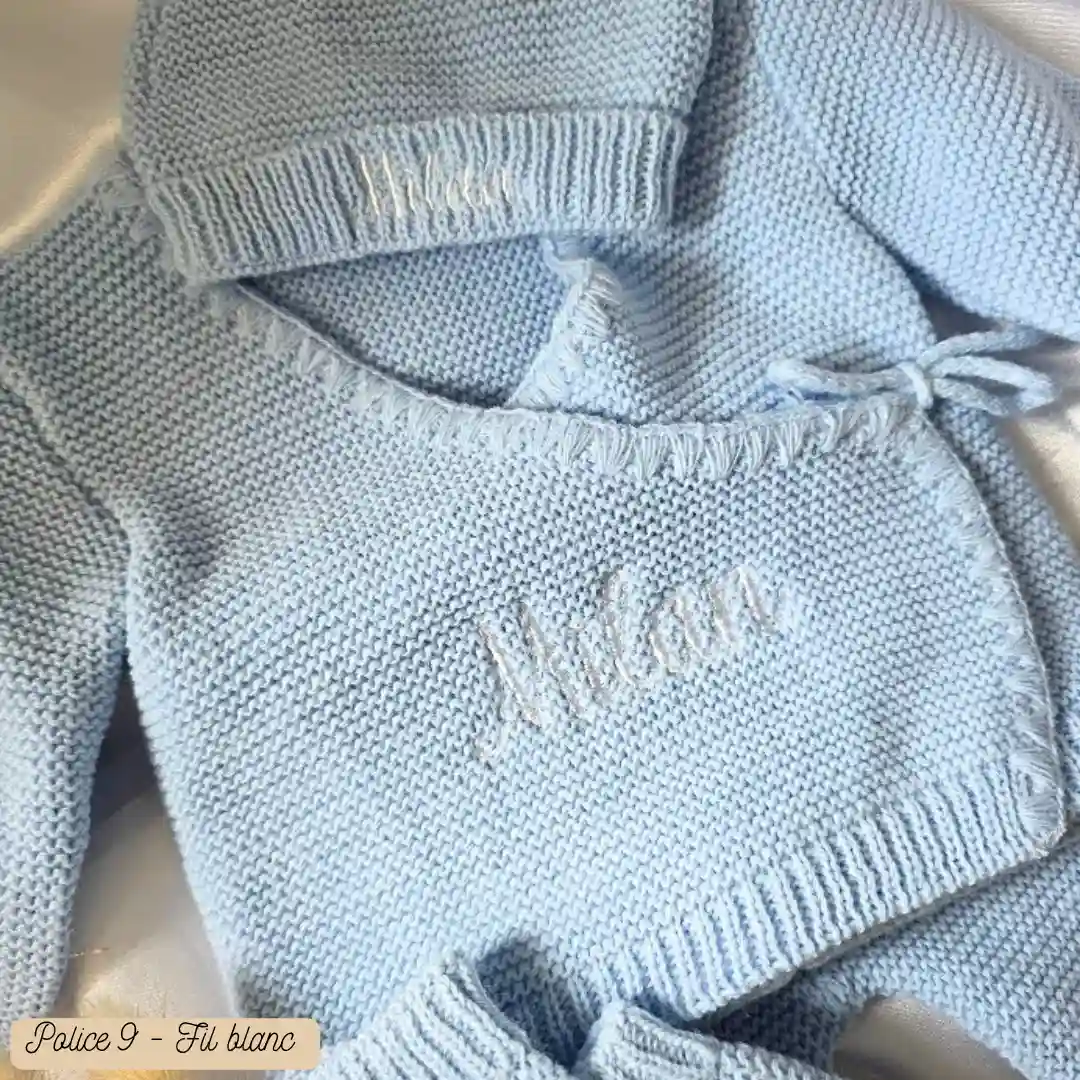Ensemble naissance bébé en tricot personnalisé (4) ensemble de naissance en tricot pour bébé brodé d'un prénom personnalisé pour fille et garçon cadeau parfait pour une naissance