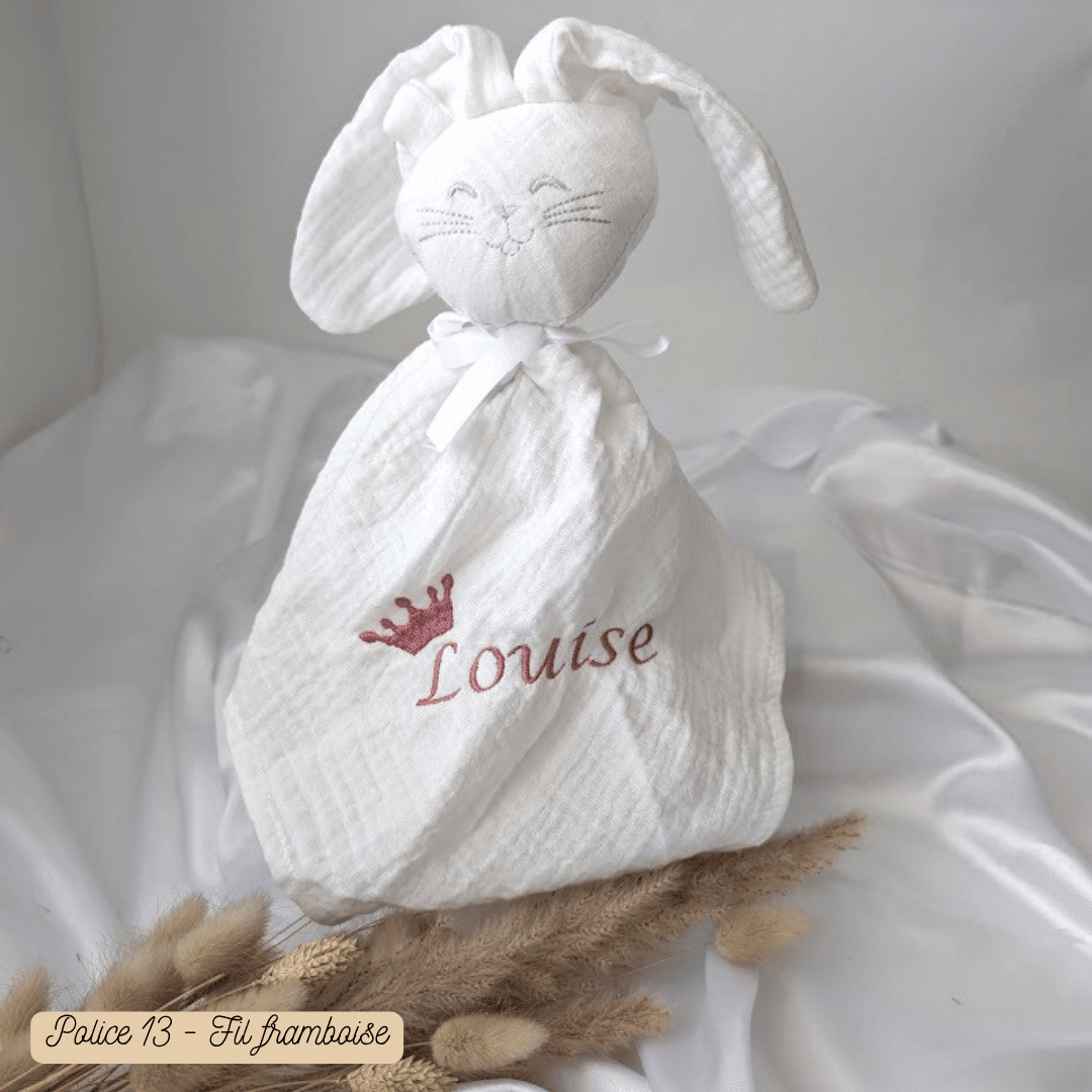 Doudou bébé personnalisé _ Gaze de coton (3) Doudou pour bébé personnalisé brodé d'un prénom