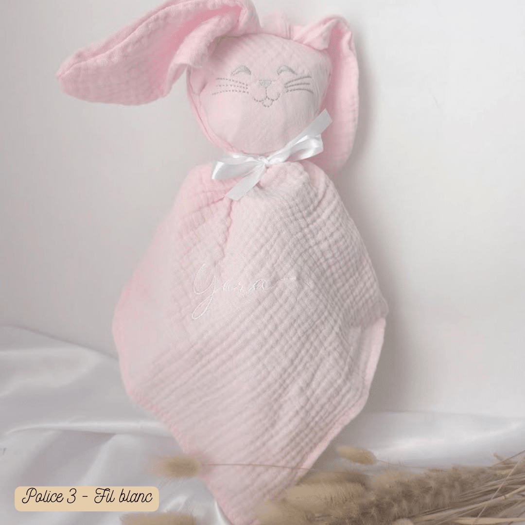 Doudou bébé personnalisé _ Gaze de coton Doudou pour bébé personnalisé brodé d'un prénom