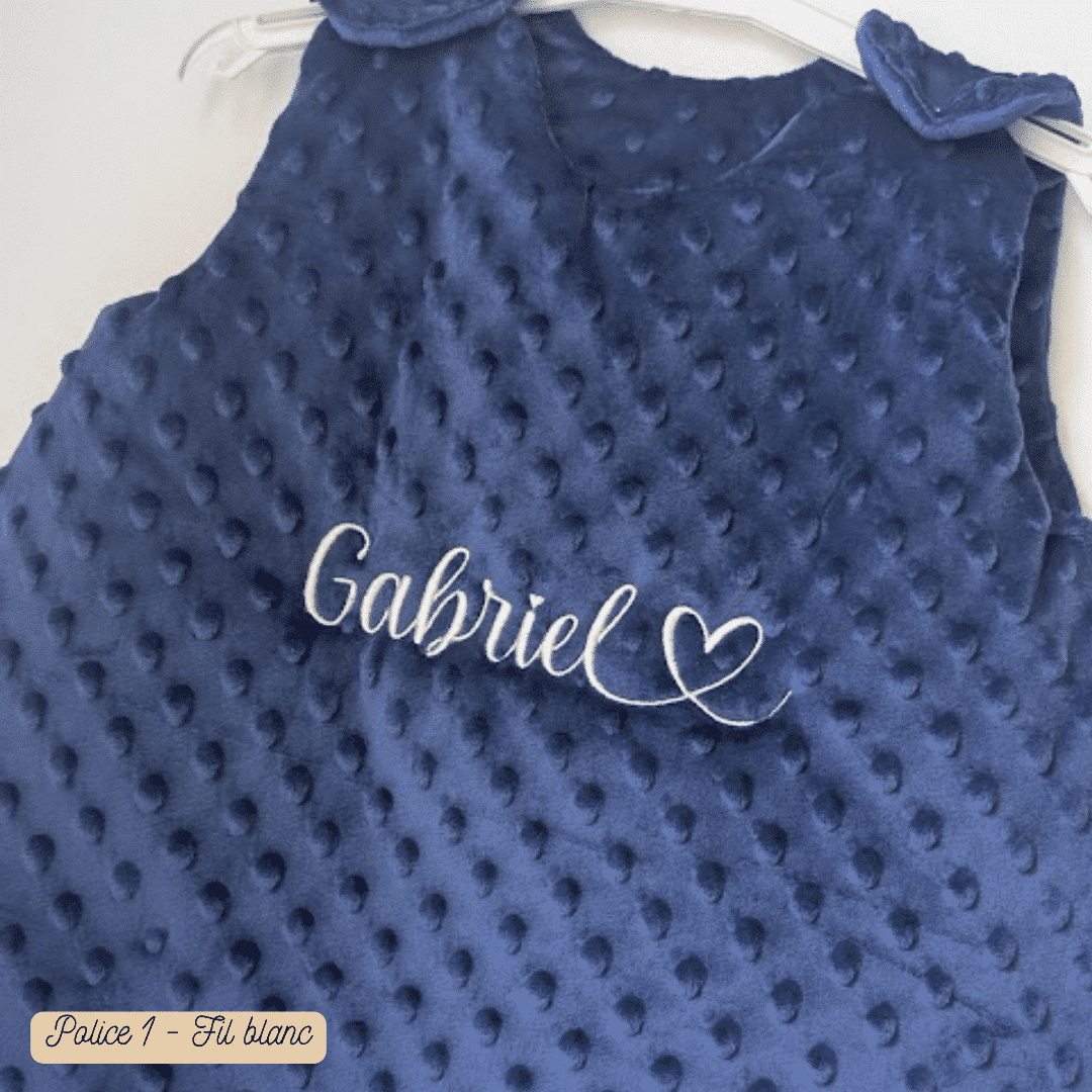 Gigoteuse personnalisée brodée _ Minky gigoteuse bleu pour garçon avec un prénom brodé
