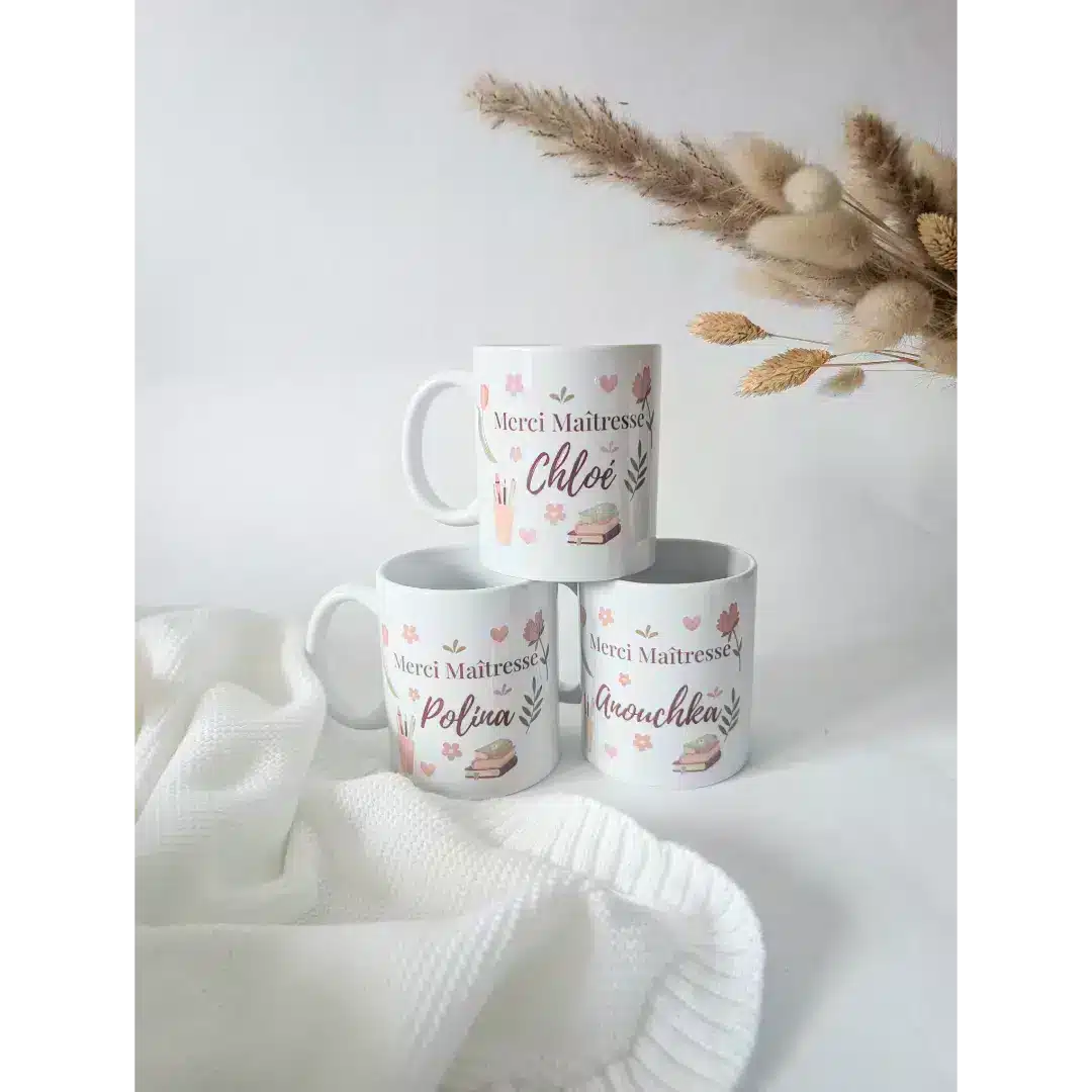mug maitresse personnalisé inscription Merci maîtresse avec prénom