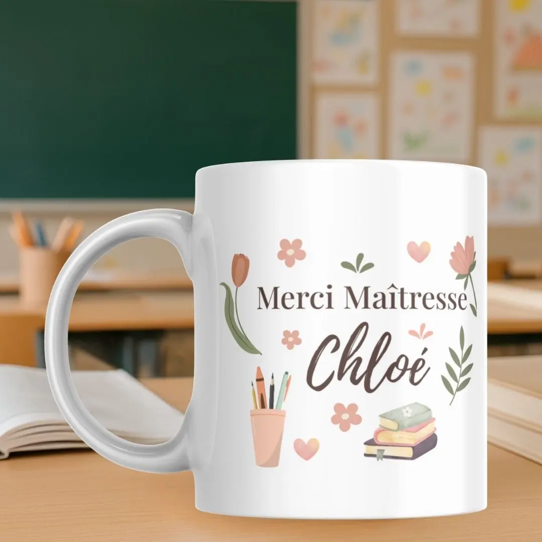 mug personnalisé maitresse inscription Merci maîtresse