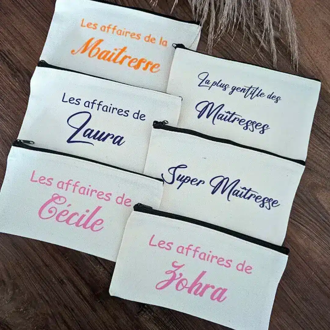 trousse en coton personnalisé (2) trousse en coton personnalisé les affaires de avec un prénom