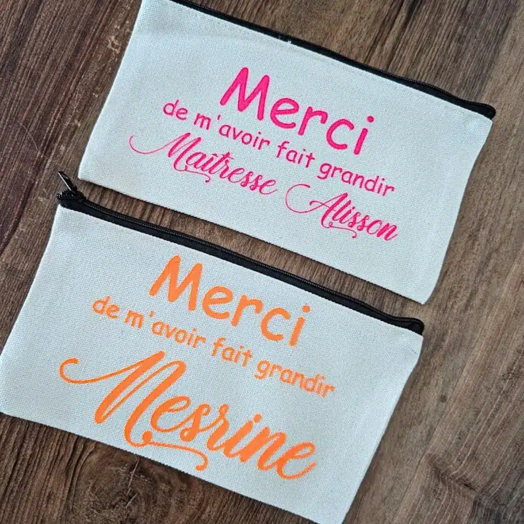 trousse en coton personnalisé couleur fluo