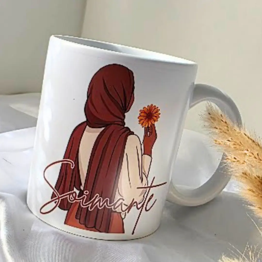 mug avec femme voilé élégante personnalisé d'un prénom