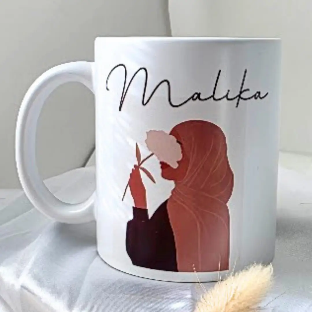 mug avec femme voilé élégante personnalisé d'un prénom