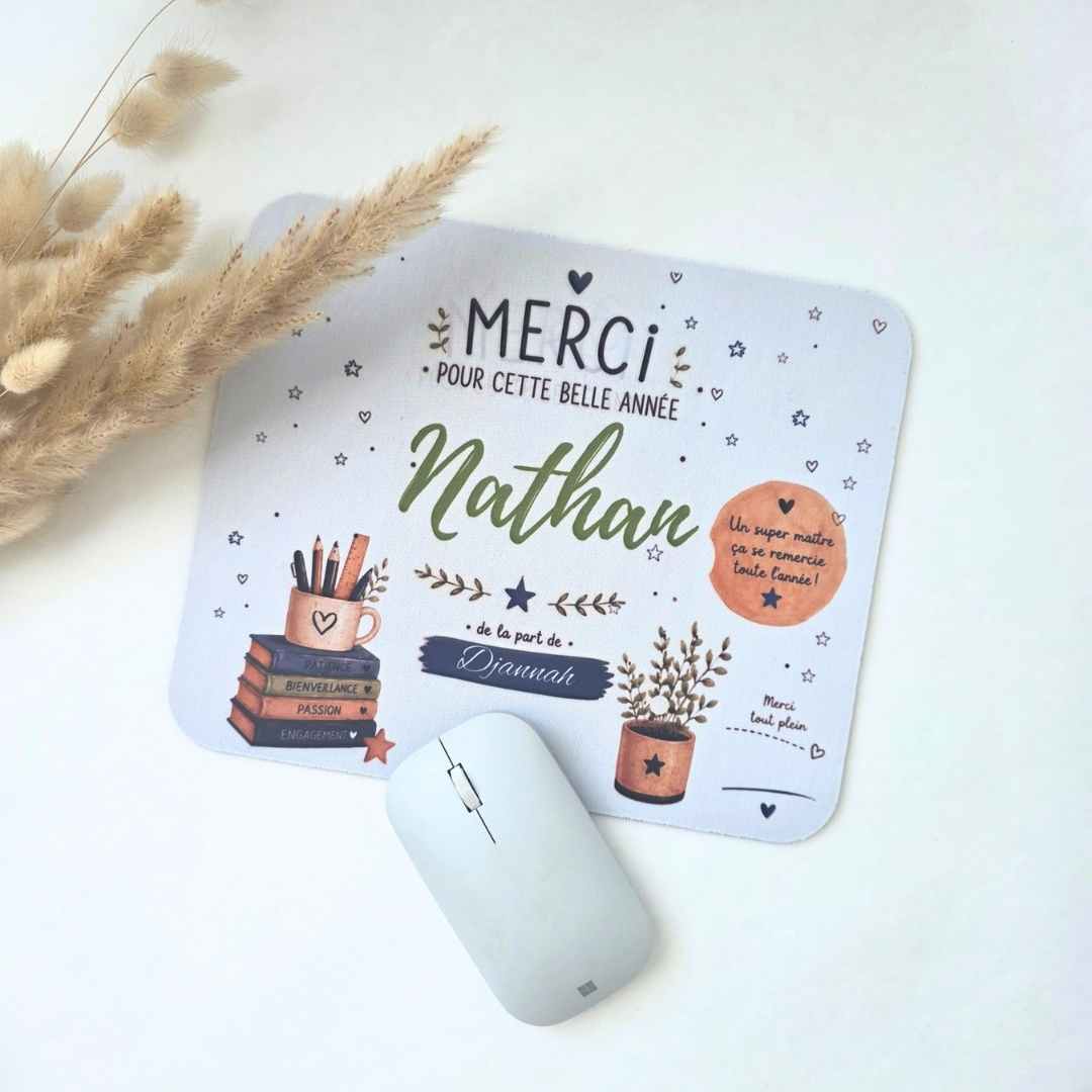 tapis de souris personnalisé pour maîtresse, maitre atsem personnalisé avec prénom